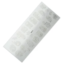 PN - Holo Nail Sticker - Körömmatrica - 3 - Virágos - Holo ezüstös