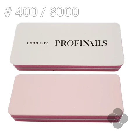 Profinails körömreszelő Buffer Pink Fehér 2 oldalú  #400/3000