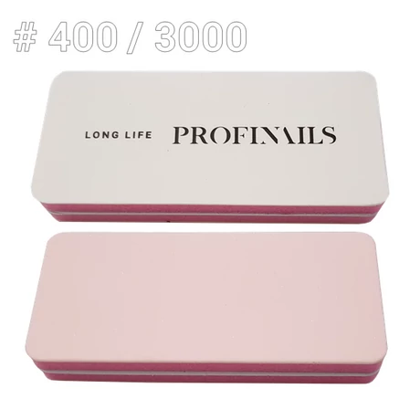 Profinails körömreszelő Buffer Pink Fehér 2 oldalú  #400/3000