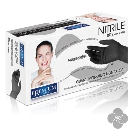 Fekete nitril kesztyű S - 100db (púdermentes)