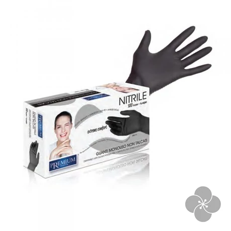 Fekete nitril kesztyű M - 100db (púdermentes)