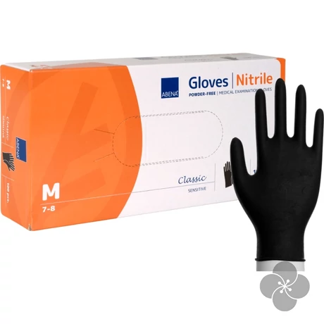 Nitril vizsgáló kesztyű - fekete M 100db (púdermentes)