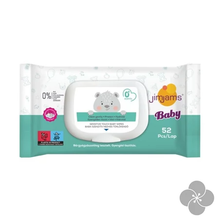 JimJams Baby nedves popsitörlőkendő - illatmentes 52db
