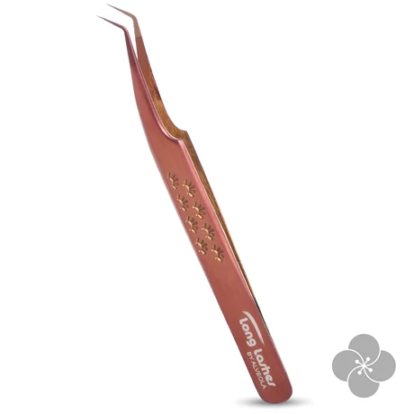 Long Lashes Pro Fiber Volume csipesz - Keskeny fejű, Bronz