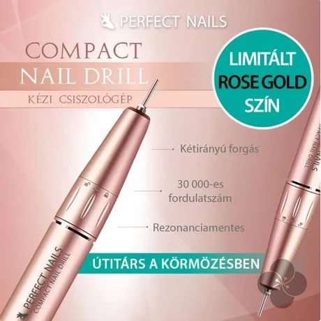 Compact Nail Drill - Hordozható Műköröm Csiszológép - Rosegold