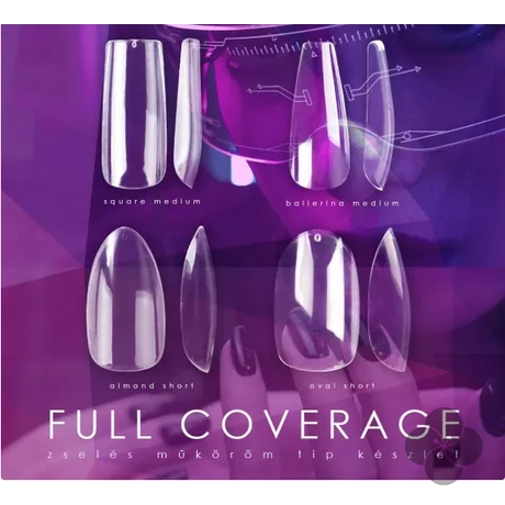 PN - Full Coverage Gel Tip - Zselés Műköröm Tip Készlet - Ballerina Medium