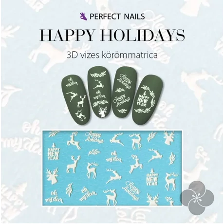 PN - Körömmatrica - 3D Happy Holidays