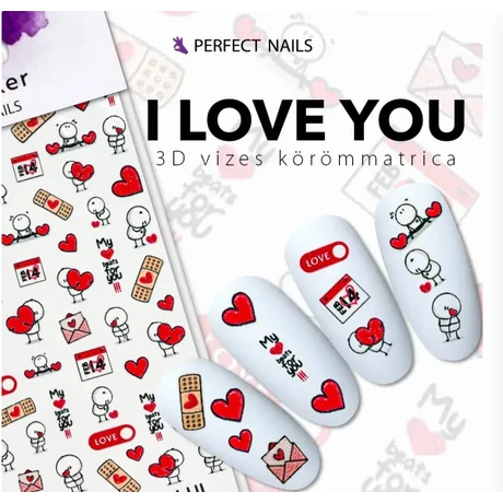 PN - Körömmatrica - 3D I love you