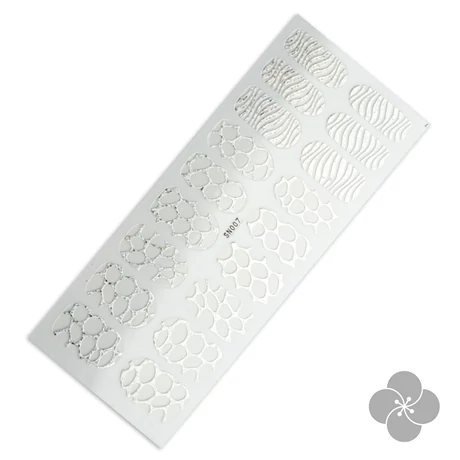 PN - Holo Nail Sticker - Körömmatrica - 2 - Lyukacsos és hullámos - Holo ezüstös