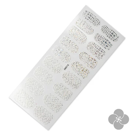 PN - Holo Nail Sticker - Körömmatrica - 4 - Hüllőmintás - Holo ezüstös