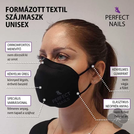 PN - Formázott Textil Szájmaszk - Fekete