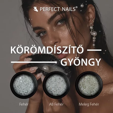 PN - Körömdíszítő gyöngy - AB Fehér