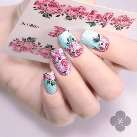 PN - Nail Dress Sticker - Rose Bouquet (Rózsa csokor) - 986
