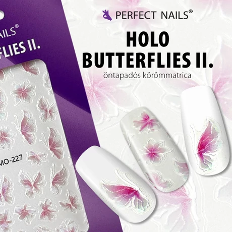 PN - Körömmatrica - Holo Butterflies II.