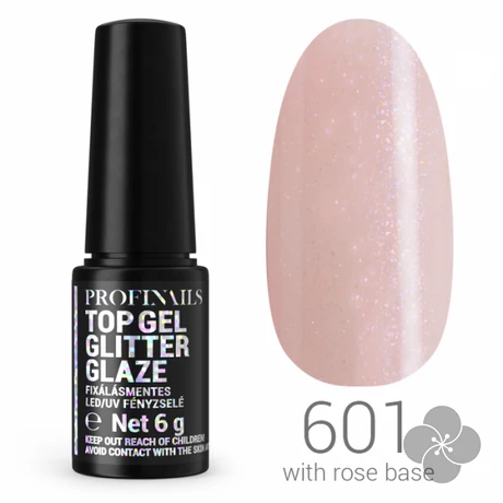 Profinails Top Gél Glitter Glaze fixálásmentes LED/UVfényzselé 6g No.601|||Profinails Top Gél Glitter Glaze fixálásmentes LED/UVfényzselé 6g No.601