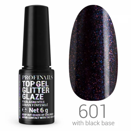 Profinails Top Gél Glitter Glaze fixálásmentes LED/UV fényzselé 6g No.601