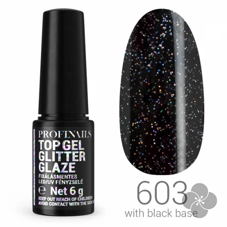 Profinails Top Gél Glitter Glaze fixálásmentes LED/UV fényzselé 6g No.603