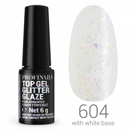 Profinails Top Gél Glitter Glaze fixálásmentes LED/UV fényzselé 6g No.604