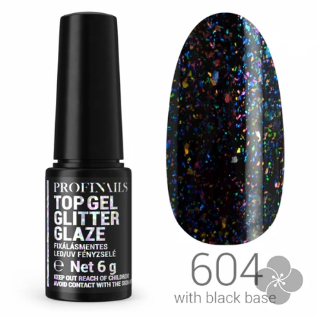 Profinails Top Gél Glitter Glaze fixálásmentes LED/UV fényzselé 6g No.604