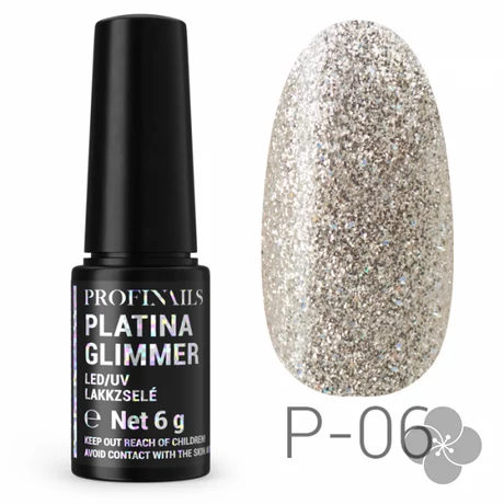 Profinails Platina Glimmer LED/UV lakkzselé 6g P-06