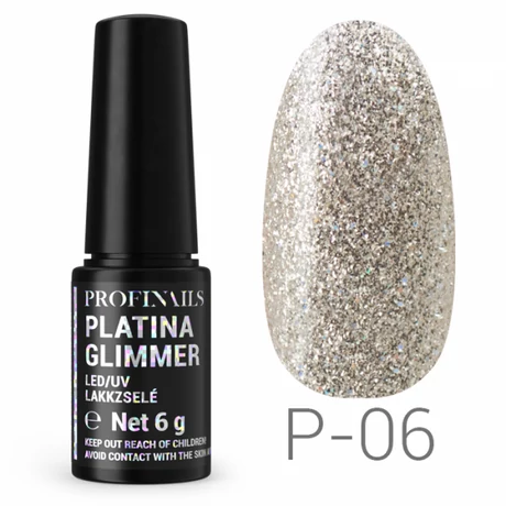 Profinails Platina Glimmer LED/UV lakkzselé 6g P-06