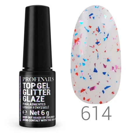 Profinails   Top Gél Glitter Glaze fixálásmentes LED/UV fényzselé 6g No. 614